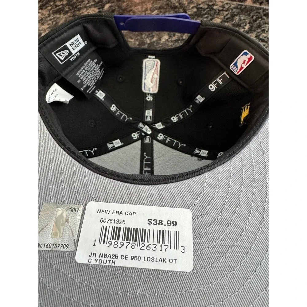 New Era 9FIFTY Los Angeles Lakers Youth Snapback Hat Black Purple NBA‎ 60761326